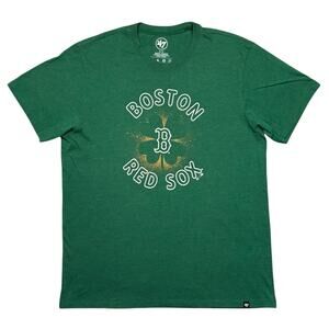 Boston Red Sox Irish Clover MLB 47 Brand Green Gold Activewear T-Shirt Mens XL